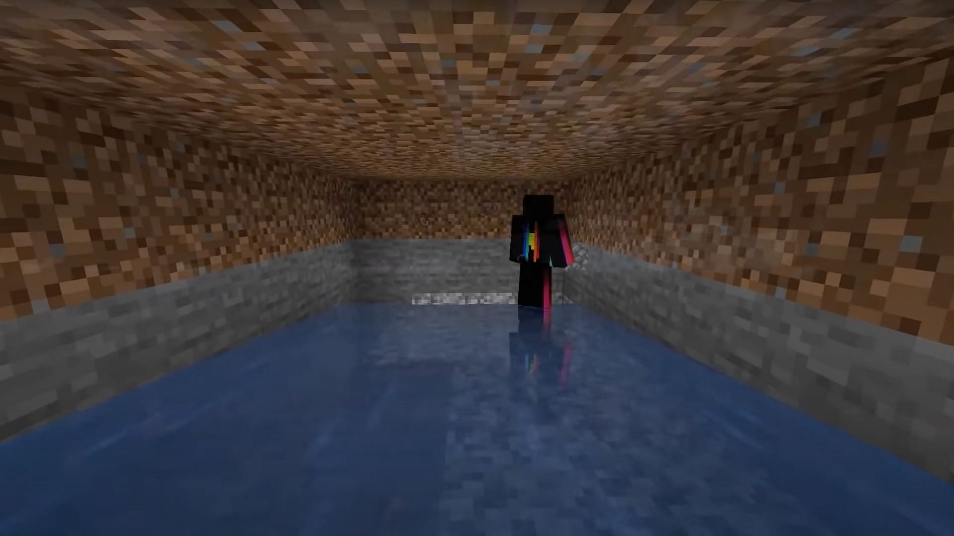 Gamers need to dig a long hallway on the side they dug out the four blocks (Image via Dusty Dude/YouTube)