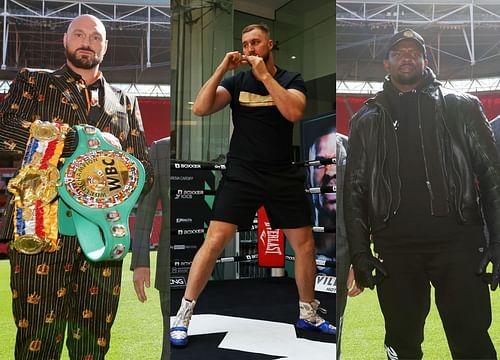 Tyson Fury (left), Otto Wallin (center) and Dillian Whyte (right).