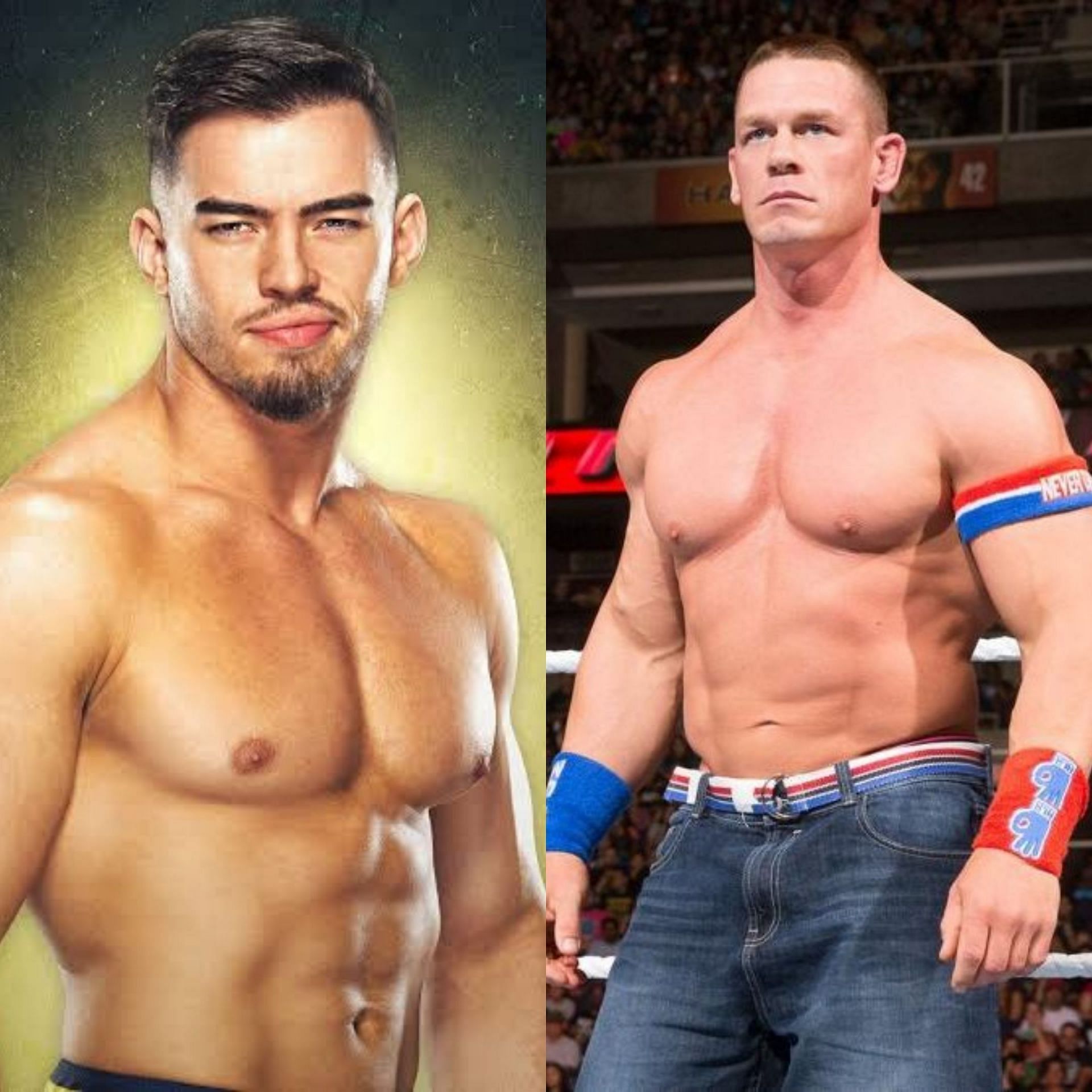 Left: Austin Theory, Right: John Cena