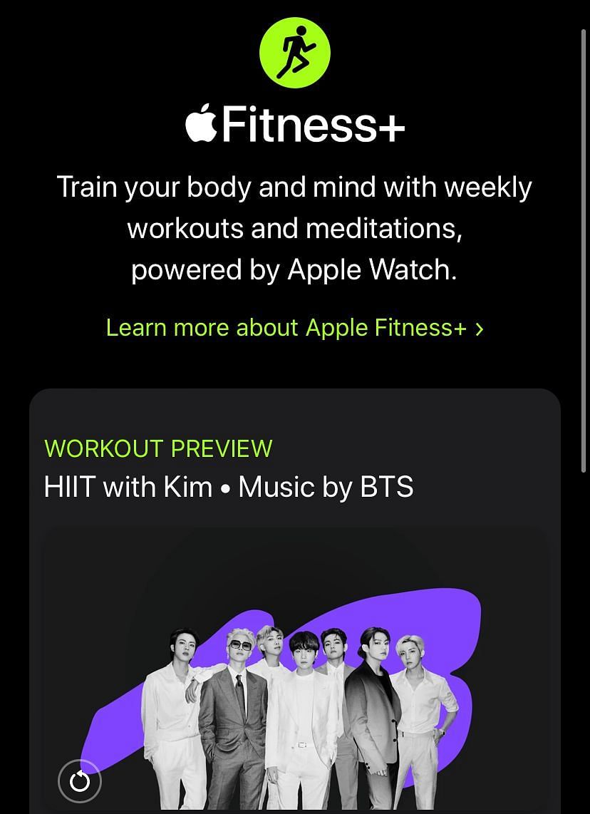 HIIT lessons with the K-pop boy group (Image via Apple Fitness+)