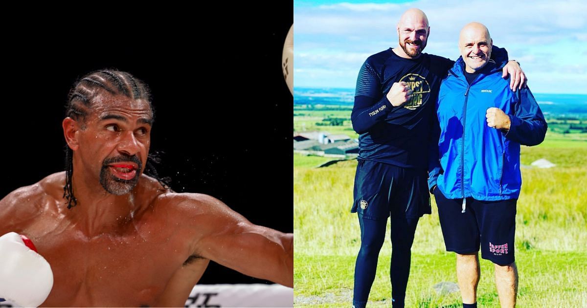 Haye (left) and John &amp; Tyson Fury (right) [Fury via Instagram: @gypsyjohnfury]