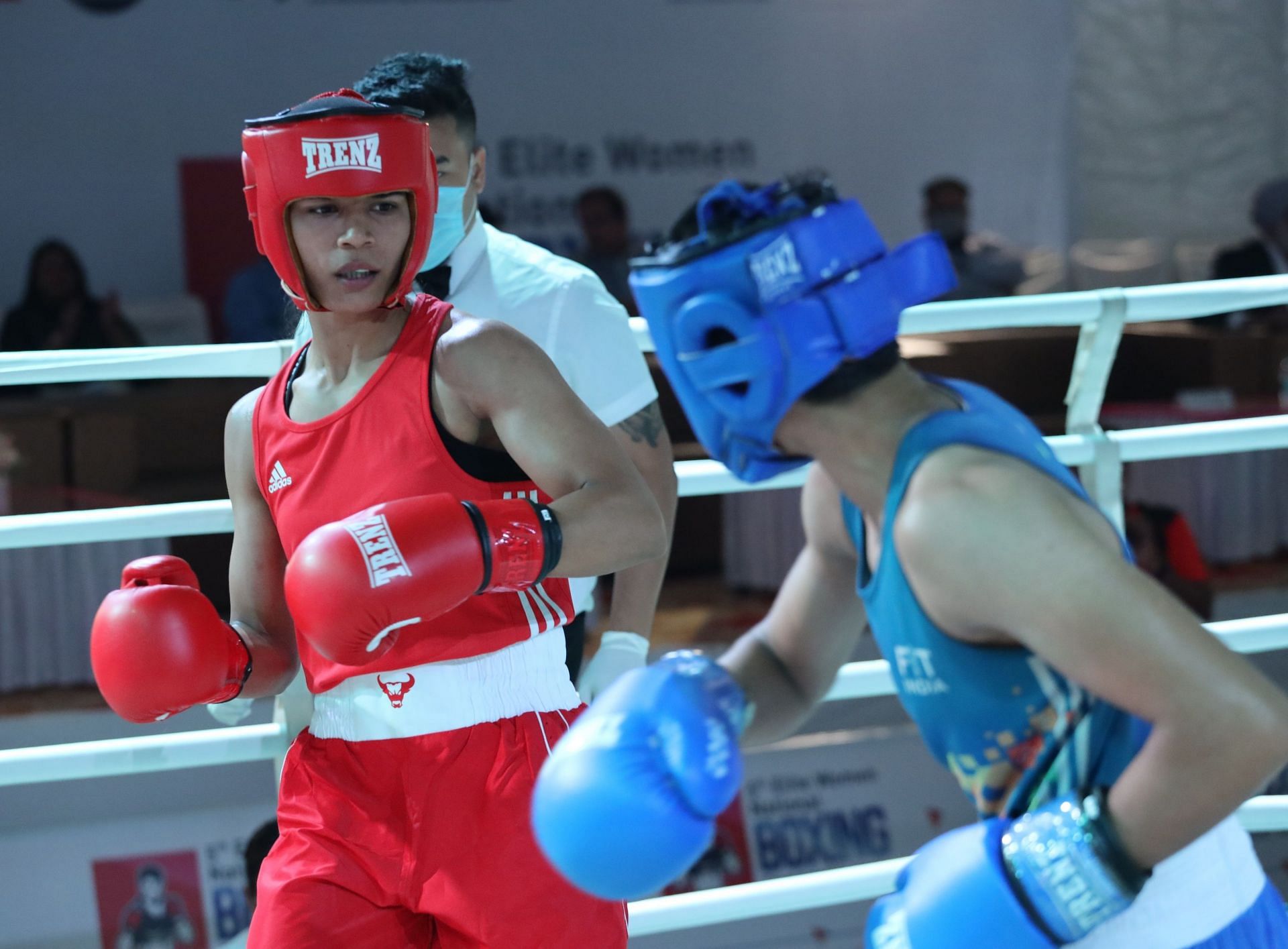 Indian boxing star Nikhat Zareen (in red). (PC: BFI)