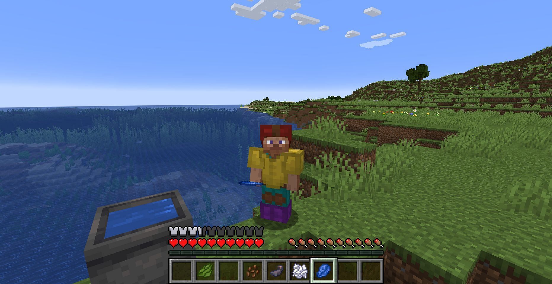A player with fully dyed leather armor equipped (Image via Minecraft)