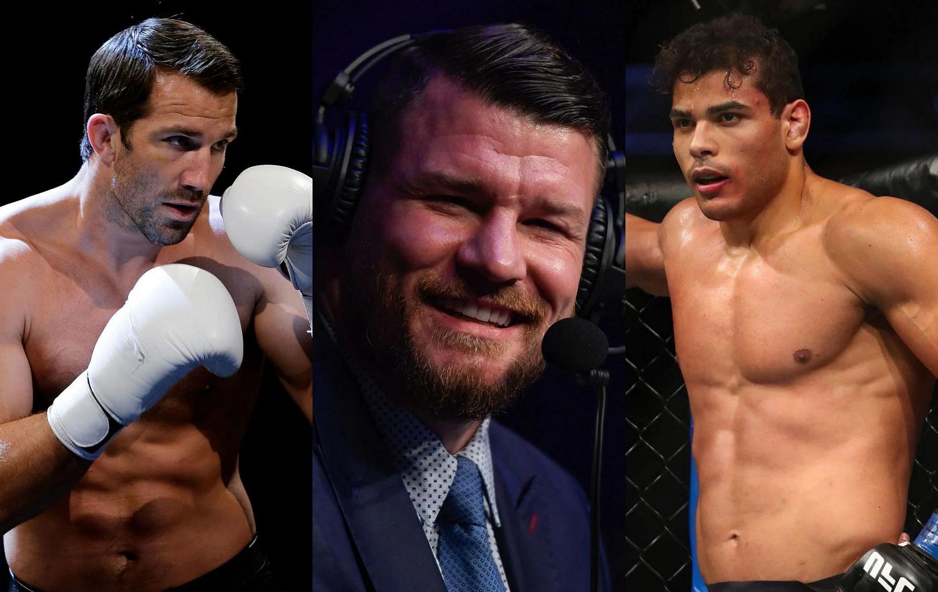 Luke Rockhold (left), Michael Bisping (center) &amp; Paulo Costa (right)