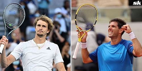 Alexander Zverev (L) and Federico Delbonis