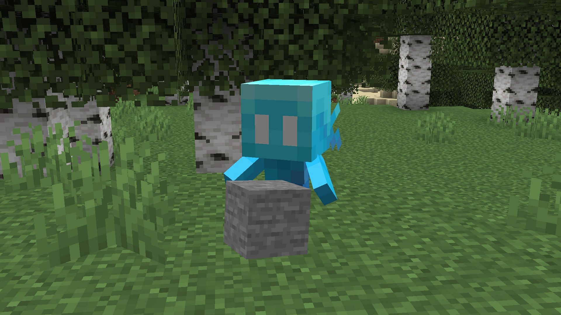 The mob holding a stone block (Image via Minecraft)