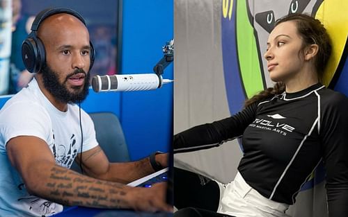 Danielle Kelly (R) and Demetrious Johnson (L) share a common love for PC gaming and streaming. | [Photos: @mighty and @daniellekellybjj on Instagram]