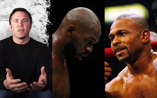 Chael Sonnen (left), Jon Jones (center), Roy Jones Jr. (right) [Left image via Chael Sonnen on YouTube]