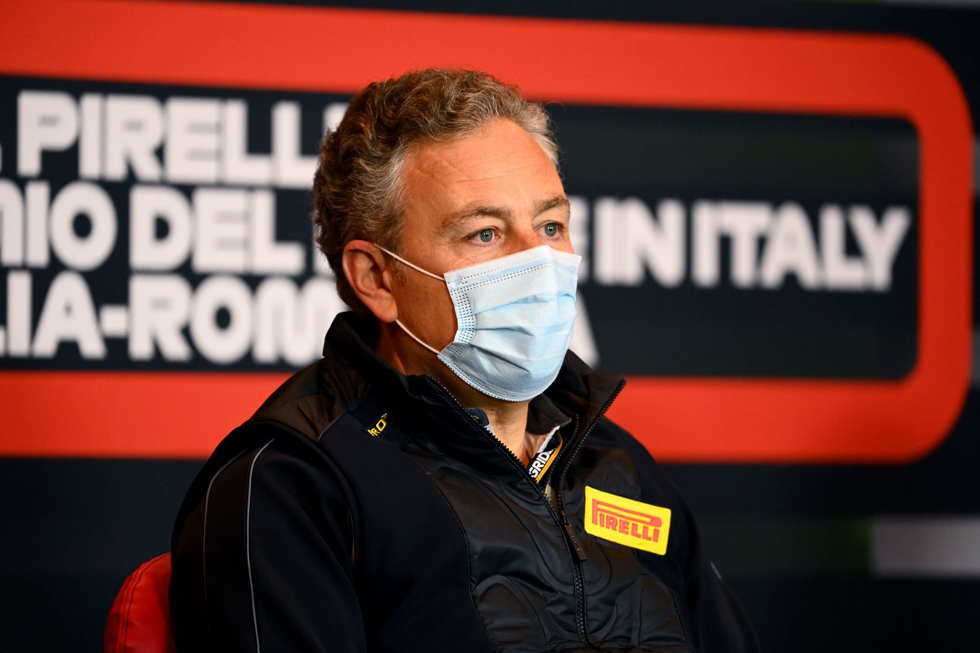 Pirelli F1 boss Mario Isola during the 2021 Imola GP (Photo by Clive Mason/Getty Images)