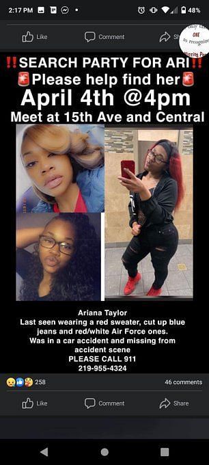 Ariana Taylor Missing Update Search Intensifies After Body Found In Gary Indiana Revealed To