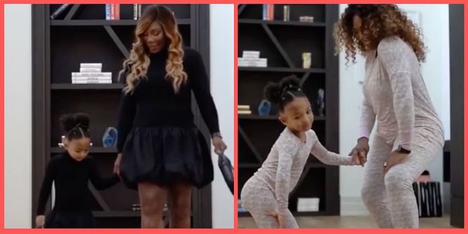 Watch: Serena Williams walks the ramp at home with daughter Olympia