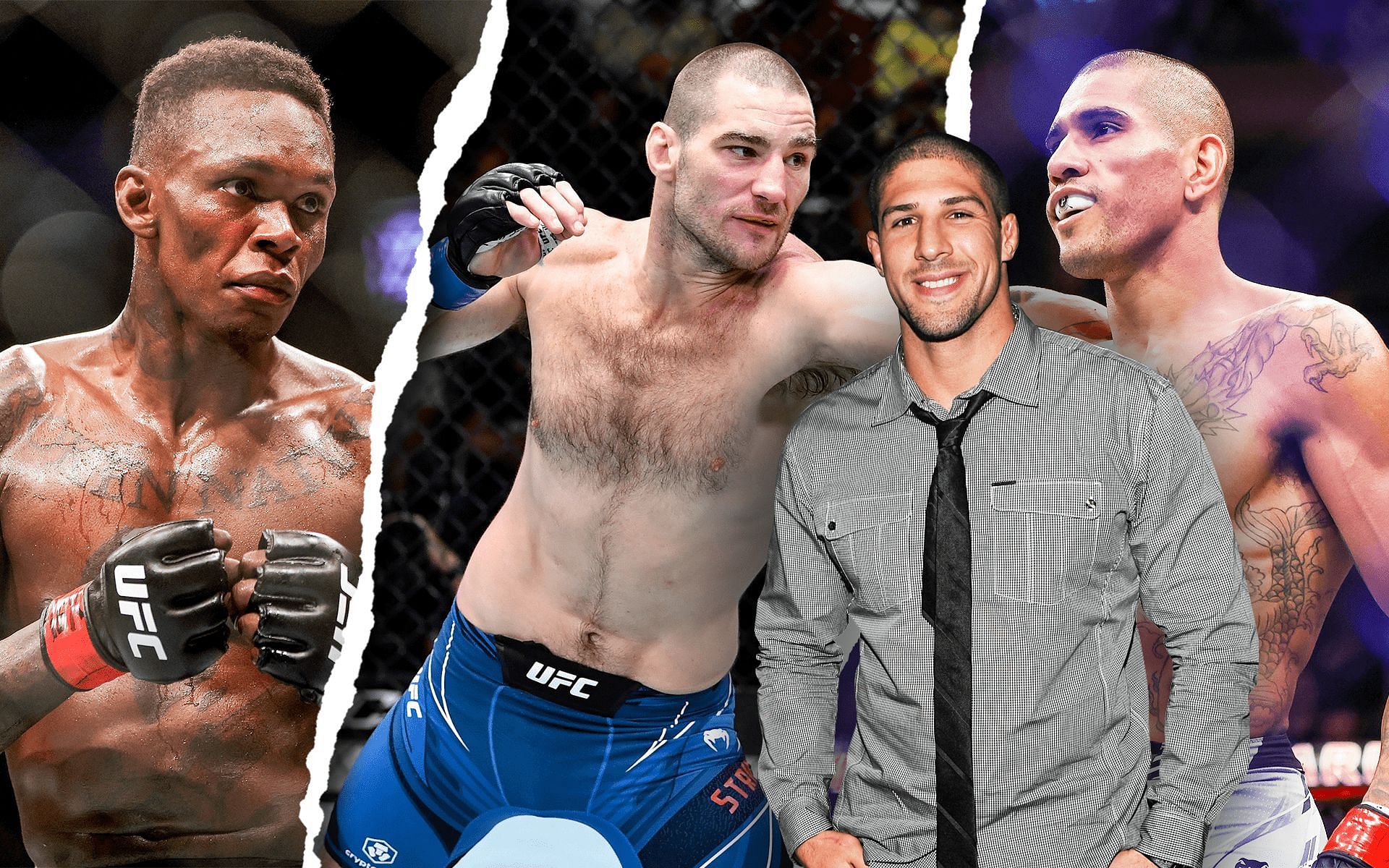 (L to R) Israel Adesanya, Sean Strickland, Brendan Schaub and Alex Pereira [Images via Getty]