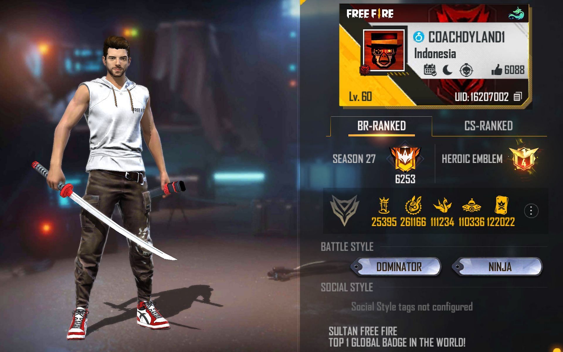 Sultan Proslo&#039;s Free Fire ID (Image via Garena)