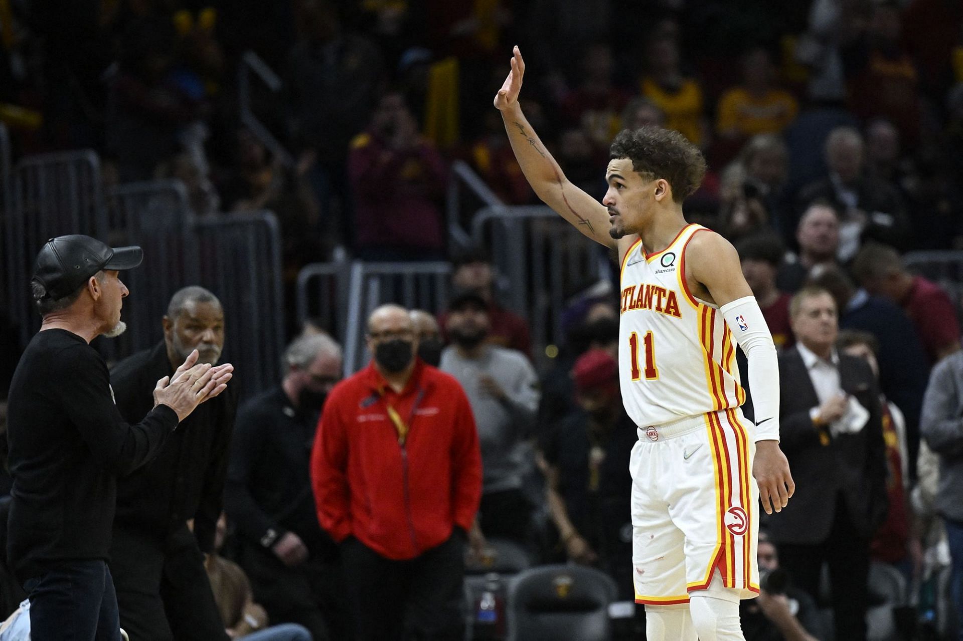 A year after dismissing the New York Knicks in the playoffs with a wave, Trae Young trolls Cleveland Cavaliers fans after his Atlanta Hawks eliminated the home team. [Photo: New York Post]
