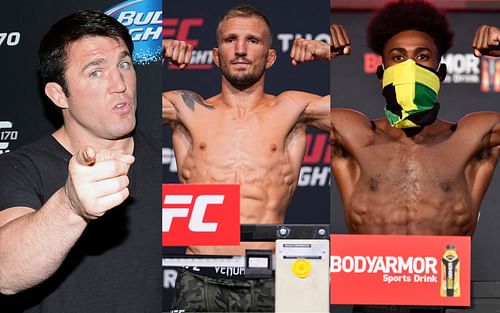 Chael Sonnen (left), T.J. Dillashaw (center), Aljamain Sterling (right)