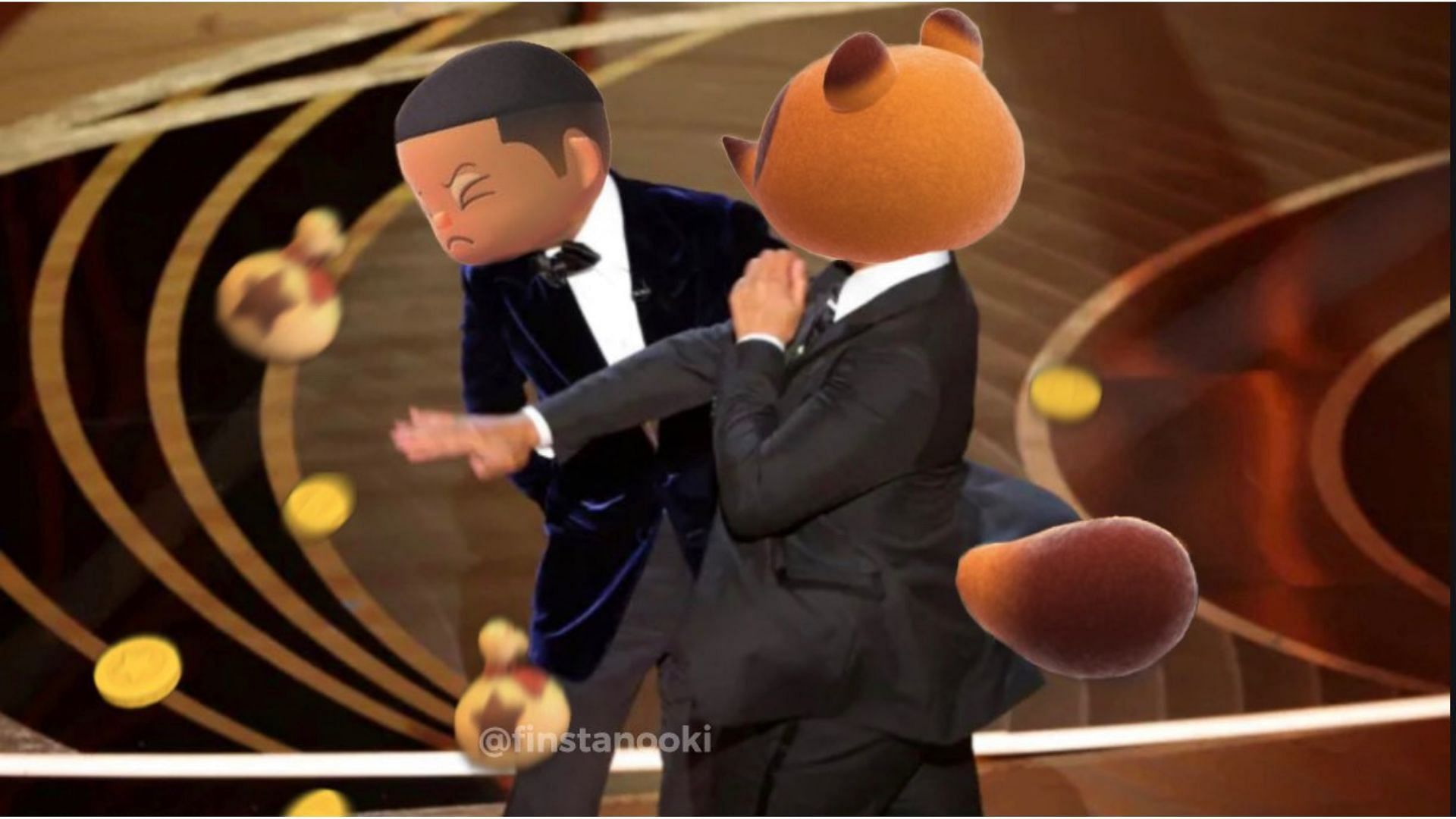 Animal Crossing: New Horizons player recreates iconic Will Smith slap from Oscars 2022 (Image via @Canela_chair/Twitter)