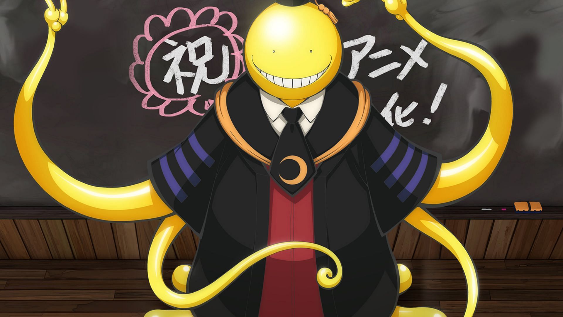 Enter caption Korosensei is the anti-hero in Assassination Classroom (Image via Lerche)