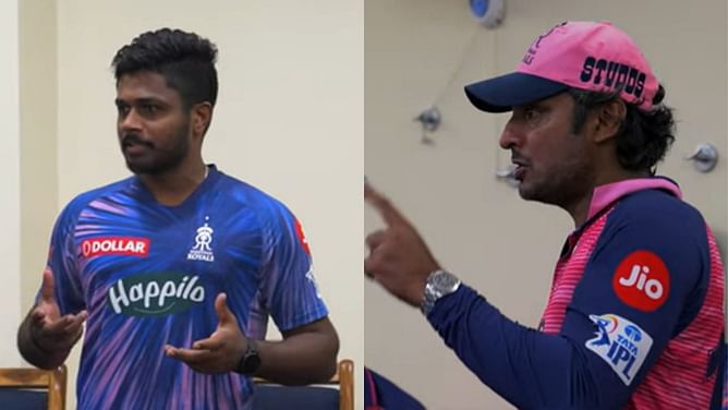 RCB के खिलाफ मिली हार के बावजूद संजू सैमसन और कुमार संगाकारा ने की खिलाड़ियों की तारीफ, देखें वीडियो