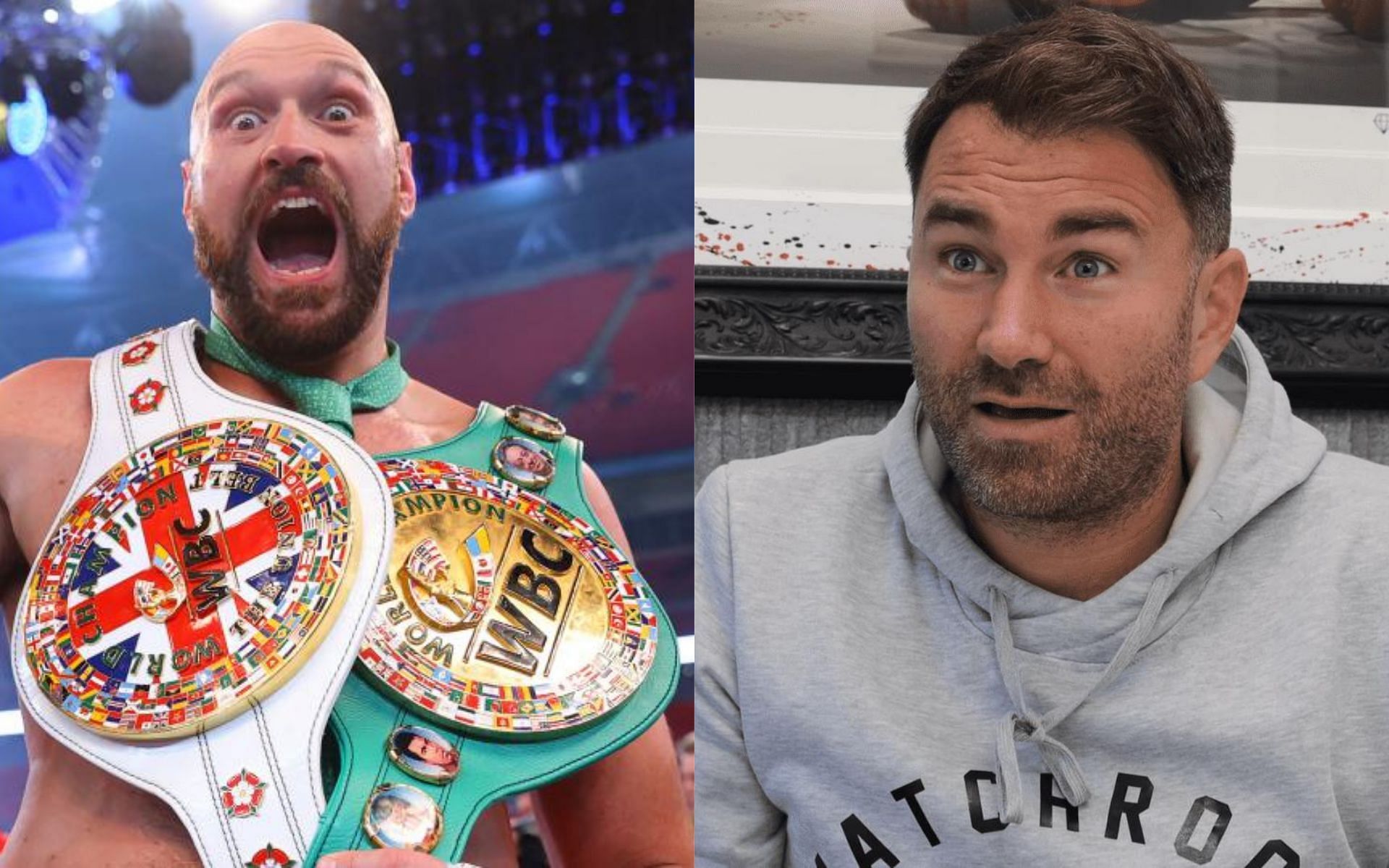 Tyson Fury (left) and Eddie Hearn (right)