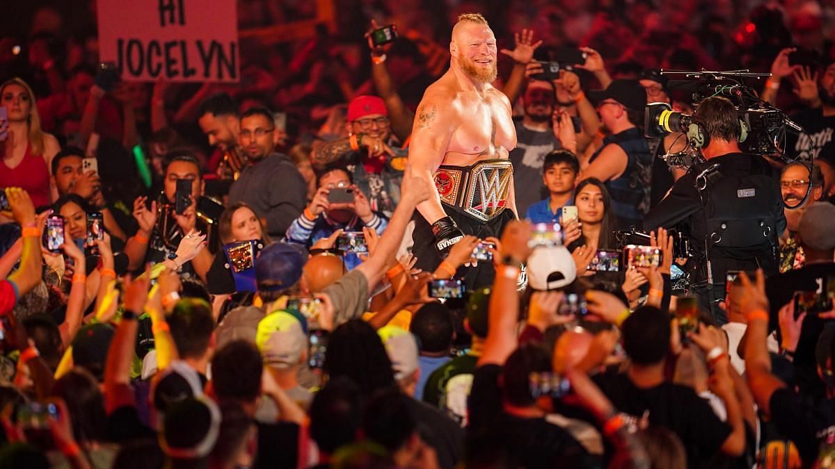 Brock Lesnar is making his entrance at WrestleMania 38