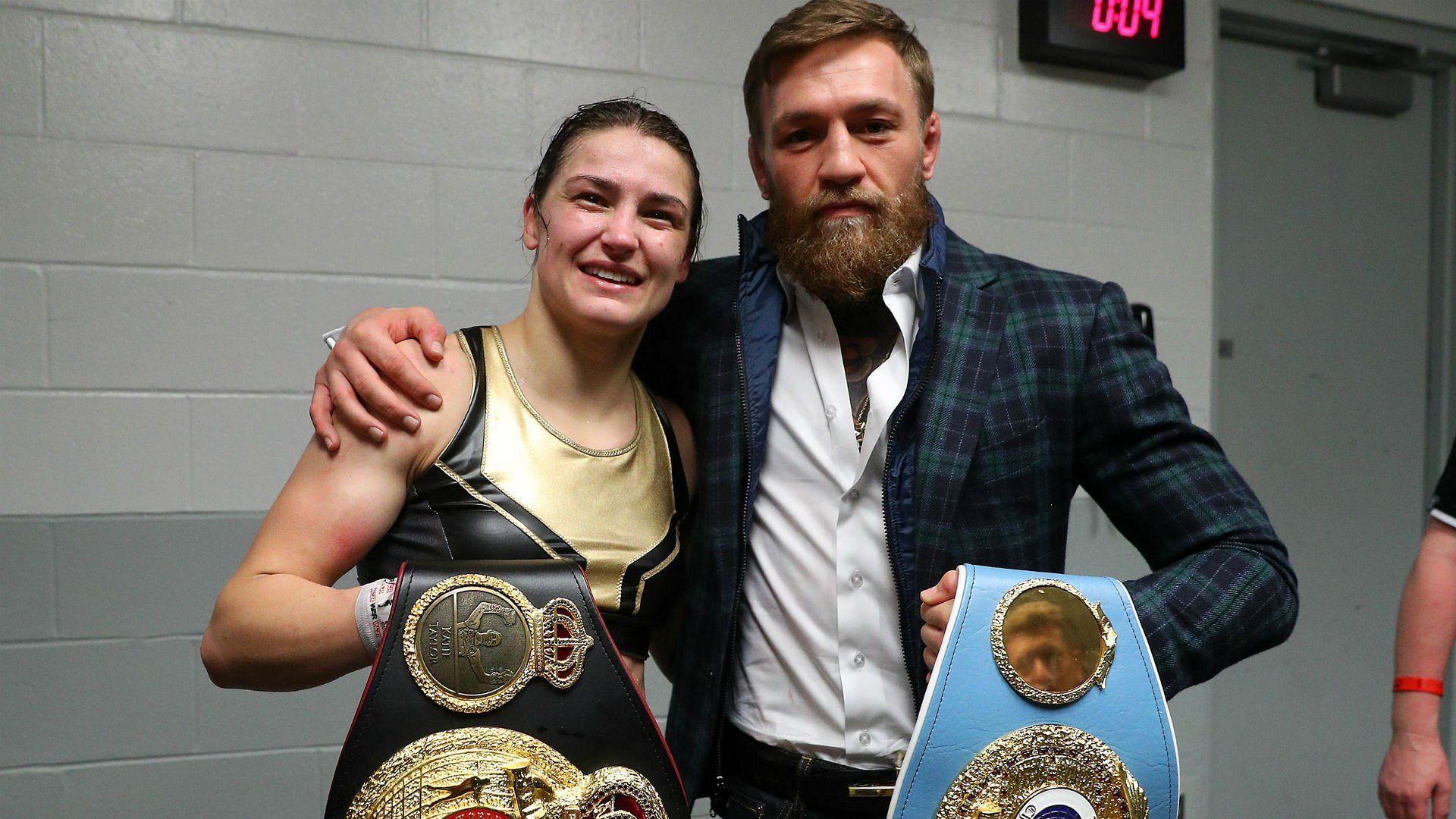 Katie Taylor and Conor McGregor [Image courtesy - Ed Mulholland / Matchroom USA]