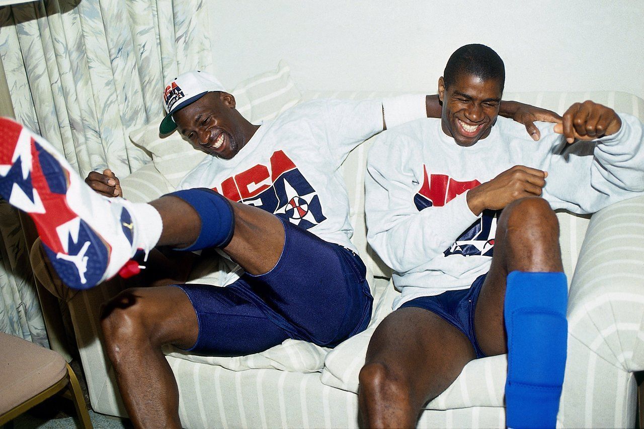 Michael Jordan and Magic Johnson. (Photo: Andrew Bernstein/NBAE)