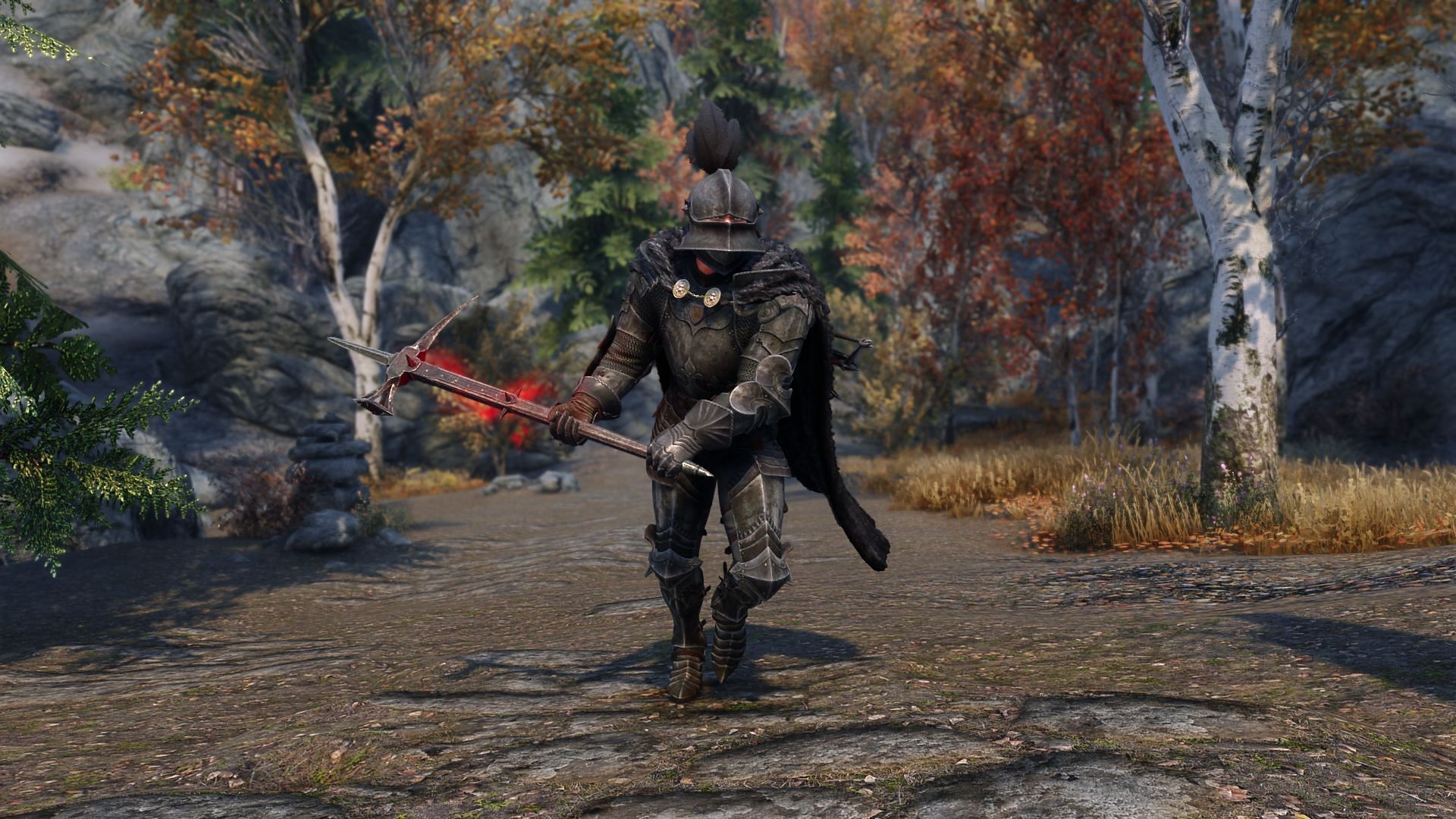 The Ebony Mail Reborn mod can be used to give this class even better fashion in Skyrim (Image via Nexusmods)