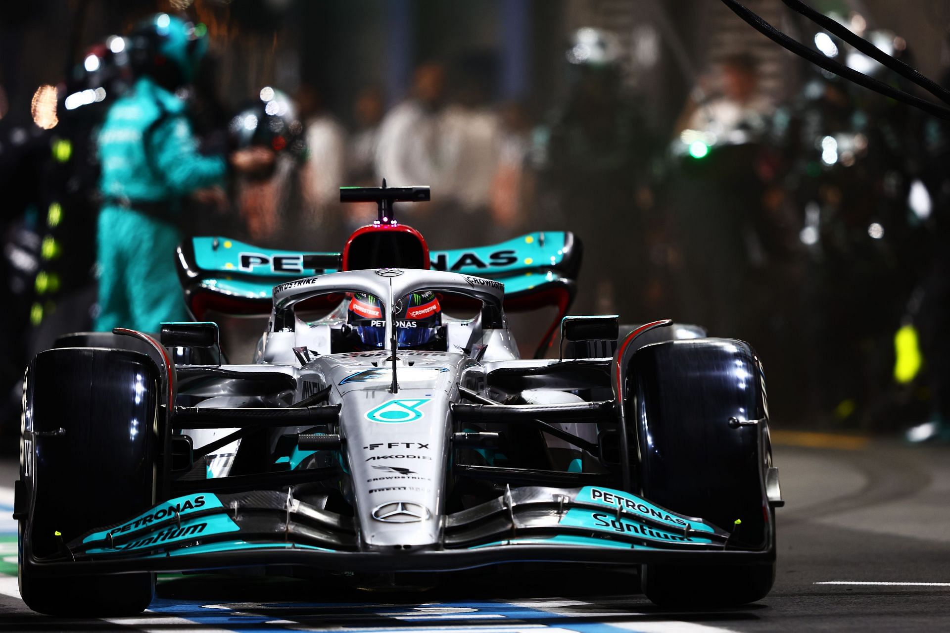 F1 Grand Prix of Saudi Arabia - George Russell leaves the pits