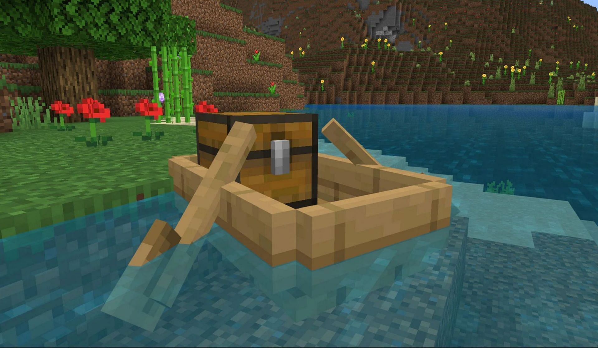 Chest boats allow for a new method of storage and transportation (Image via Mojang)