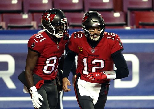 Tampa Bay Buccaneers Antonio Brown and Tom Brady