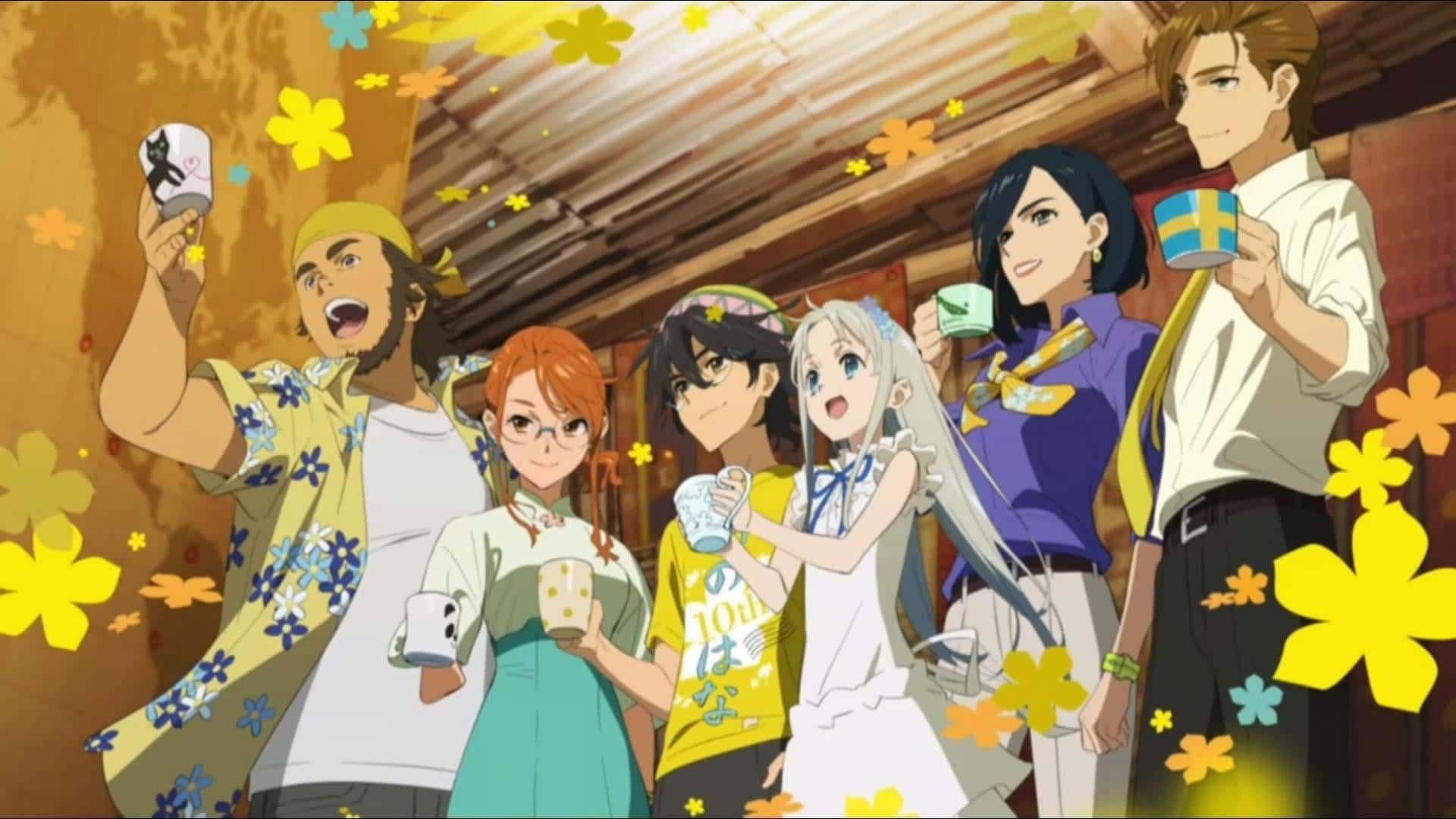 All key characters of Anohana as seen in the anime (Image via A-1 Pictures)