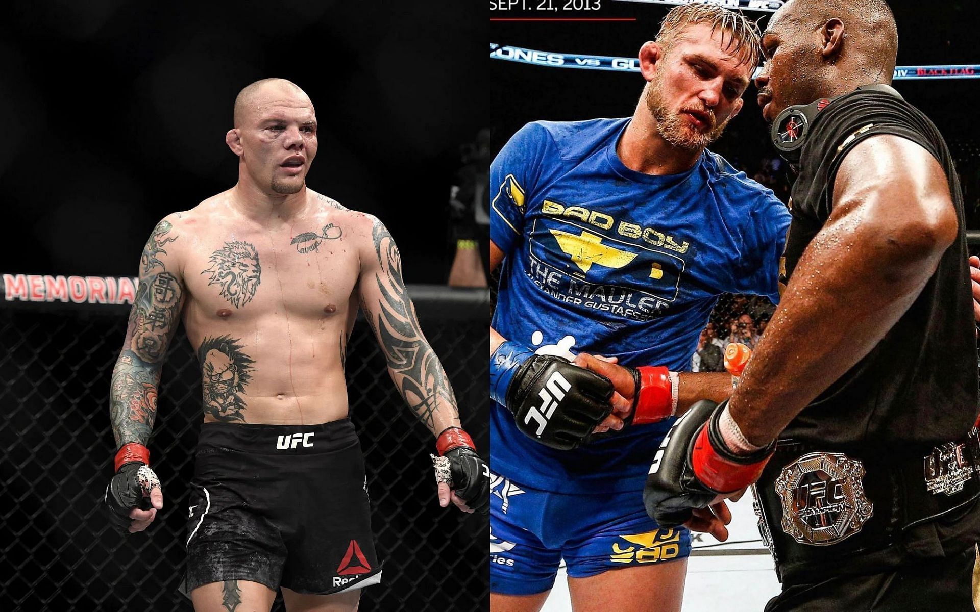 Anthony Smith (left) and Jon Jones and Alexander Gustafsson (right) [Images courtesy of Getty and @jonnybones Instagram]