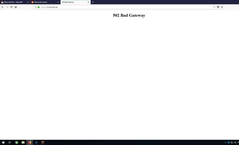 Bad gateway error (Image via Minecraft.net)