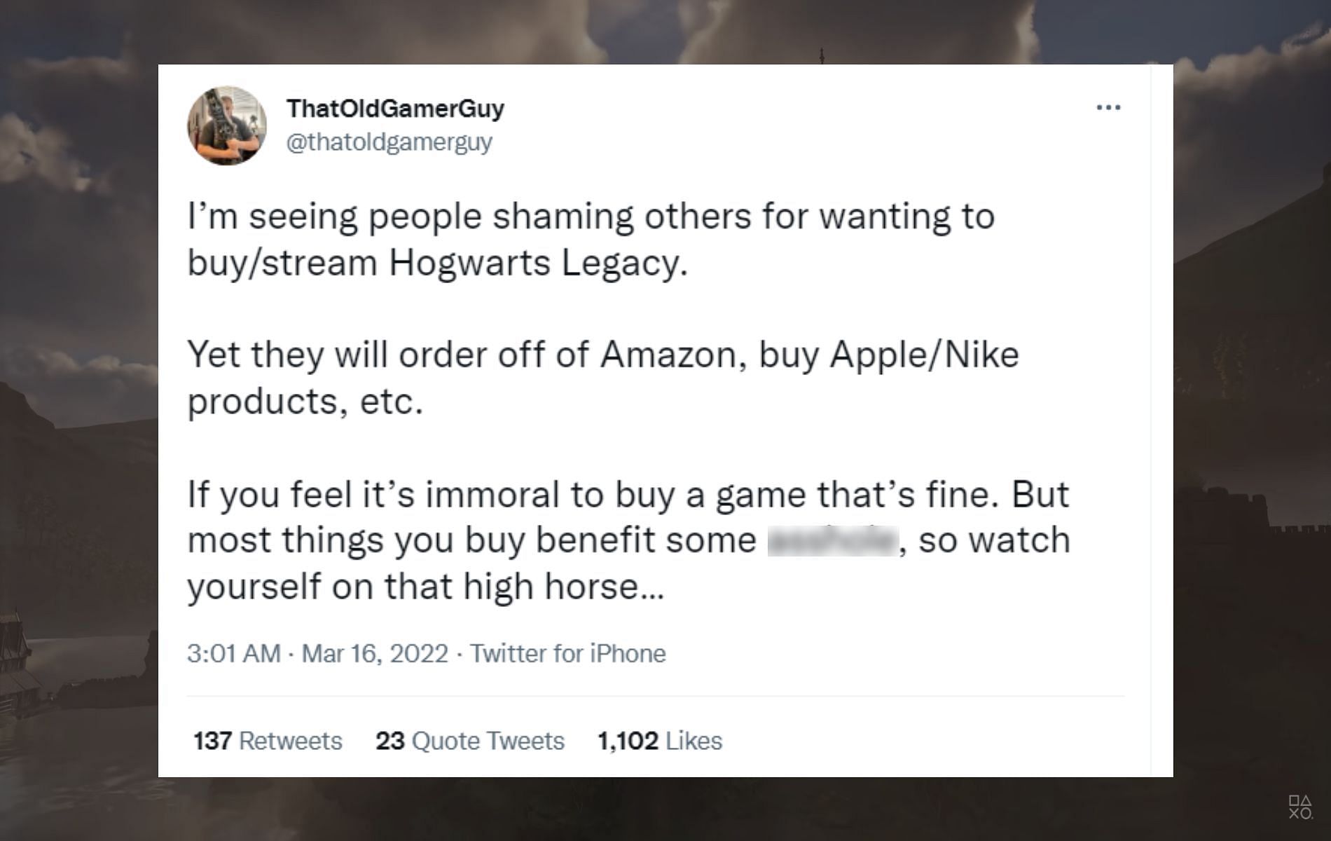 A comment on the game (Image via thatoldgamerguy, Twitter)