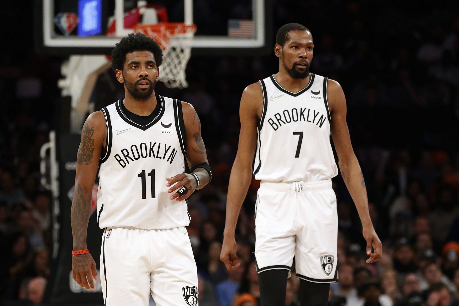 Kyrie Irving and Kevin Durant in action for the Brooklyn Nets