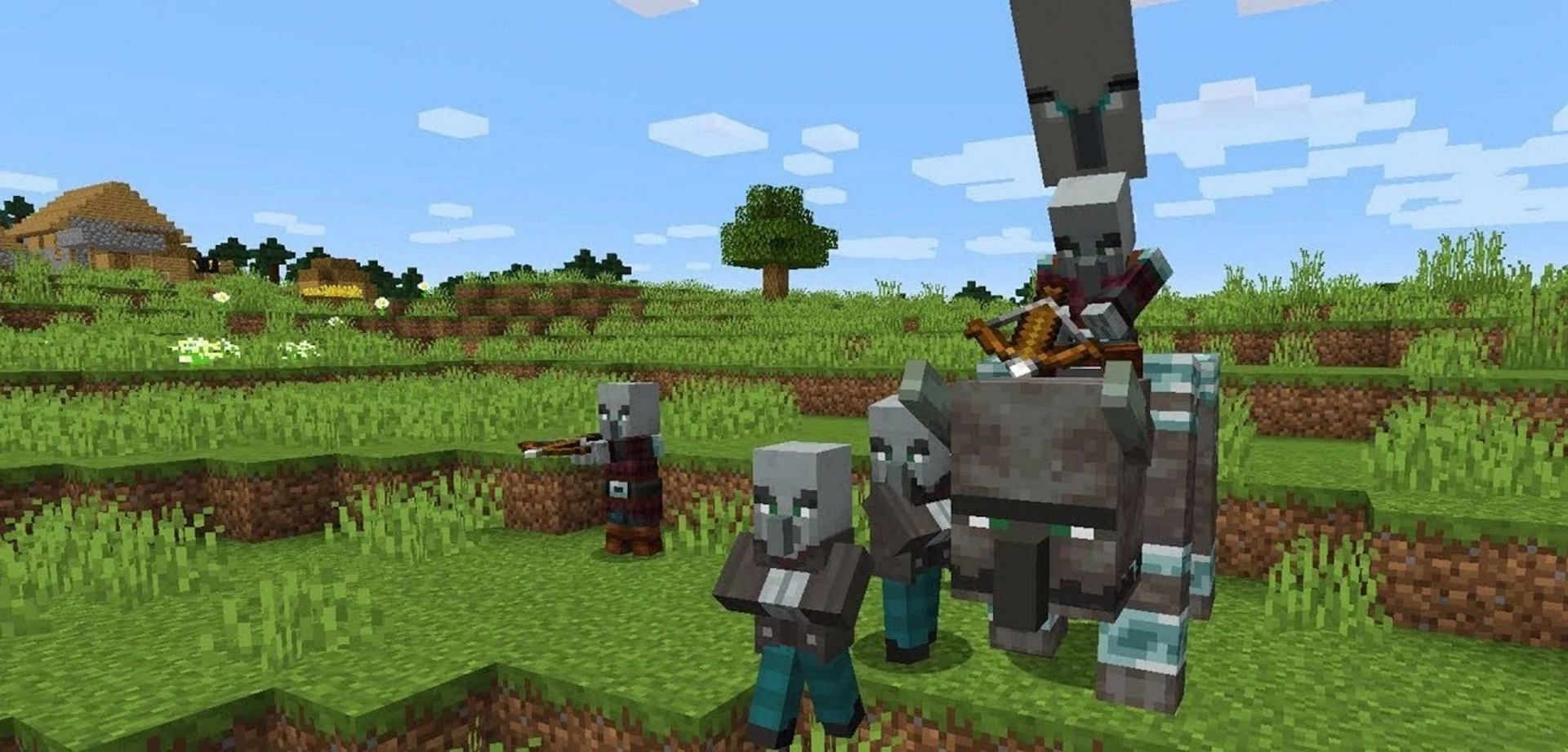 Ravagers can be seen with pillager warbands attacking villages (Image via Mojang)