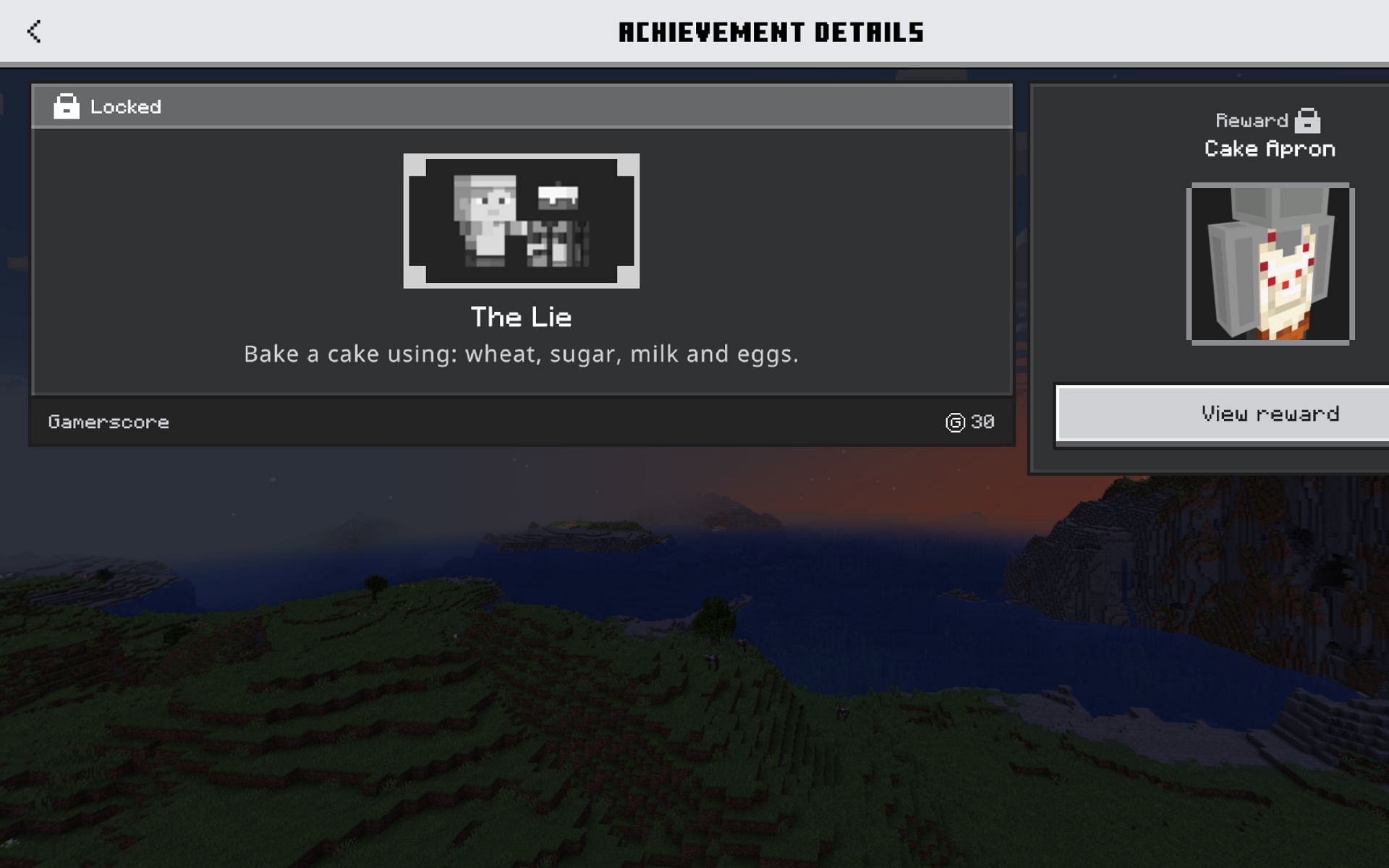 &#039;The Lie&#039; achievement (Image via Minecraft)