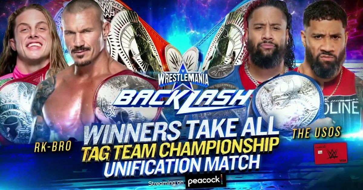 Randy Orton and Riddle will face Jimmy and Jey Uso at WrestleMania Backlash.