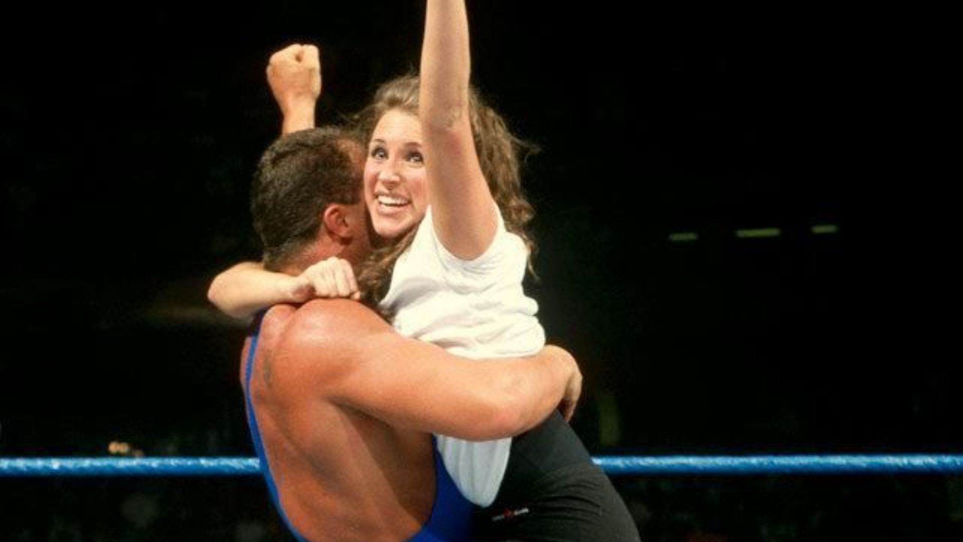 Stephanie McMahon with WWE Hall of Famer Kurt Angle