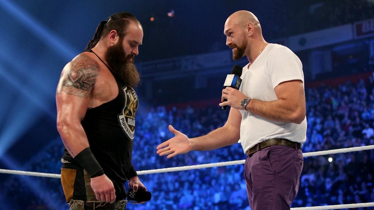 Tyson Fury and Braun Strowman joined forces to take out The B Team in Manchester, England