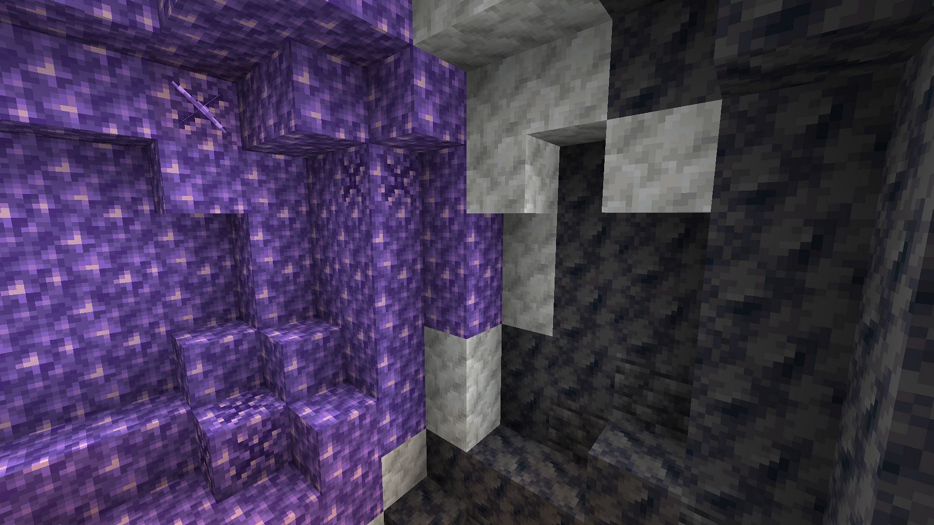 The layers of an amethyst geode (Image via Minecraft 1.18)