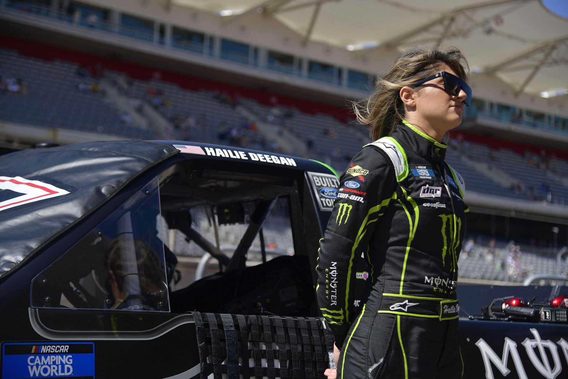 Hailie Deegan waits on the grid prior to the NASCAR Camping World Truck Series - XPEL 225 at Circuit of The Americas. (Photo by Logan Riely/Getty Images)