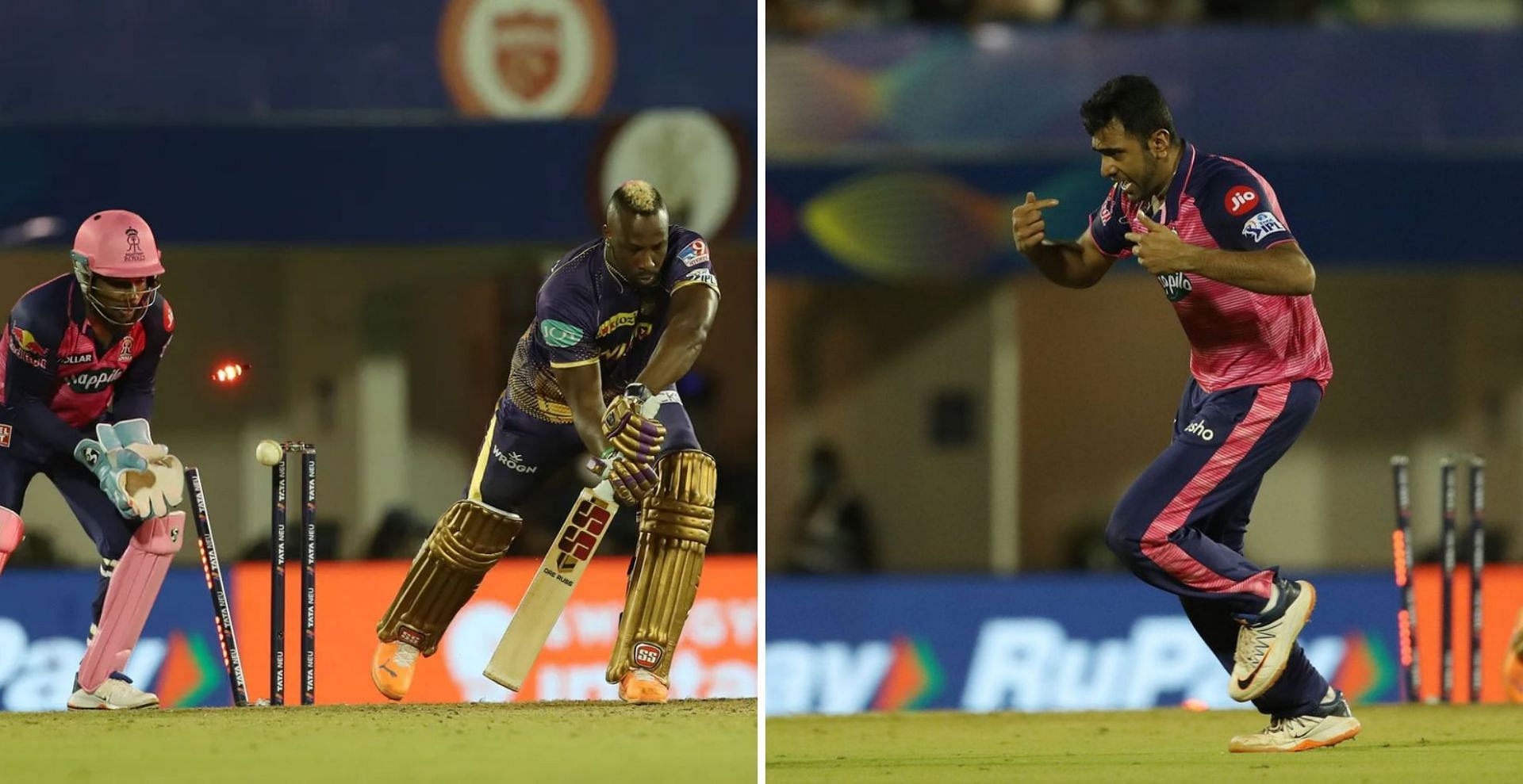 Ravichandran Ashwin cleans Andre Russell with a brilliant carrom ball (Credit: BCCI/IPL)