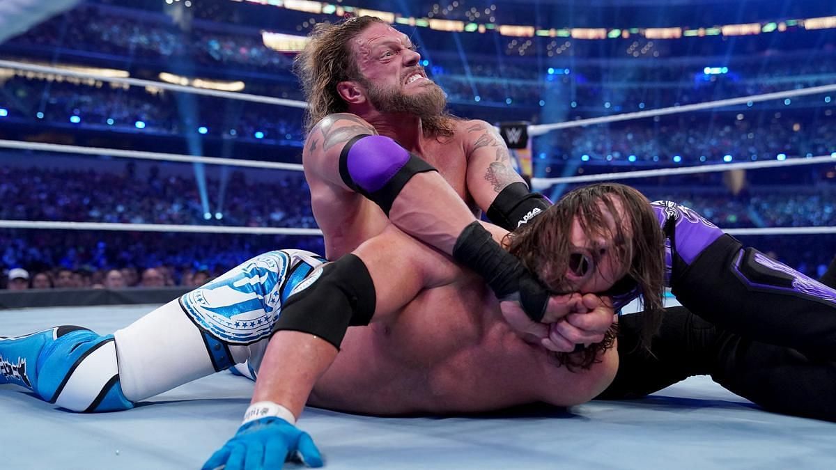 Edge and AJ Styles at WrestleMania 38