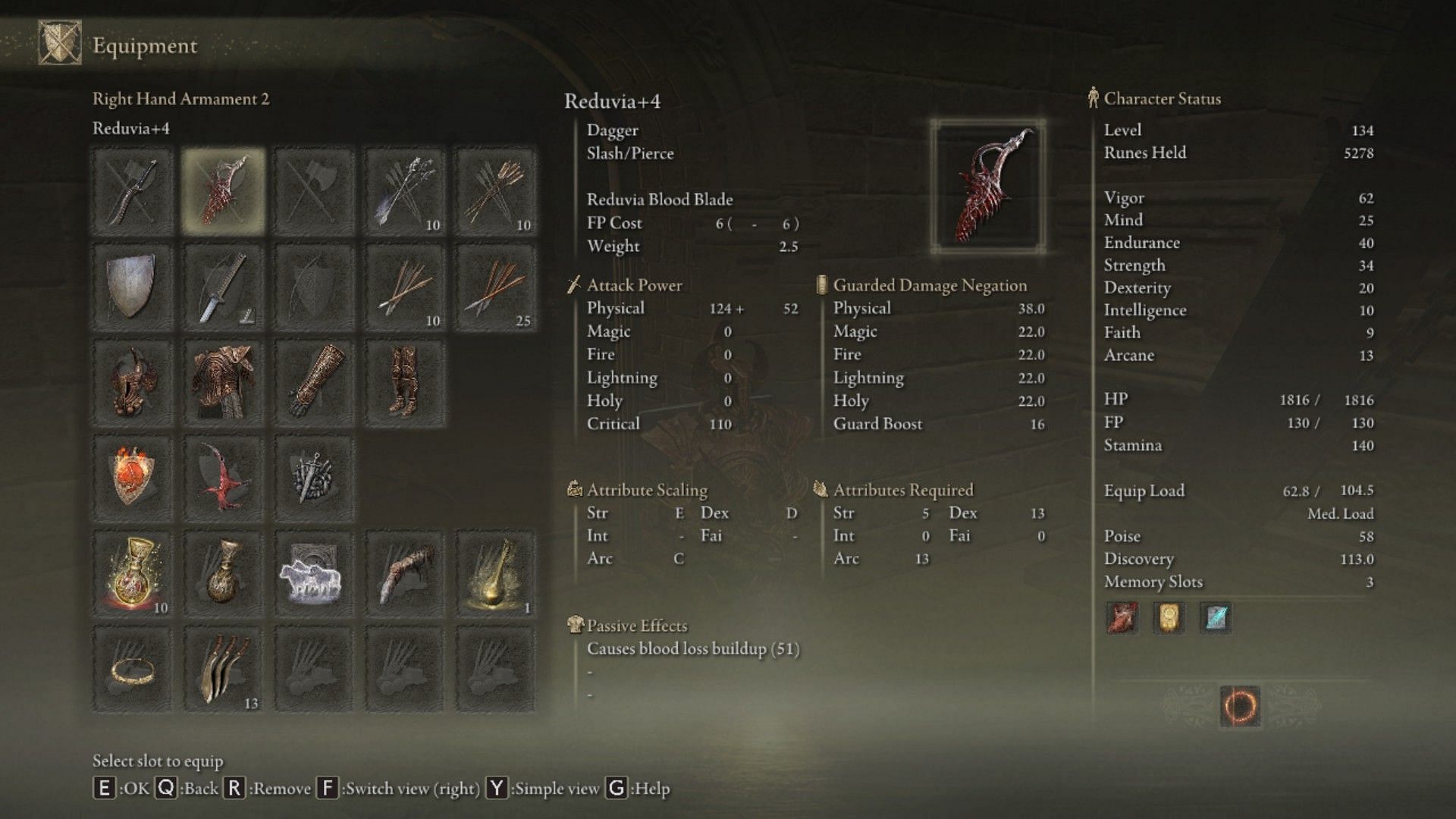 Reduvia is a decent weapon for hybrid dexterity and arcane builds (Image via Elden Ring)