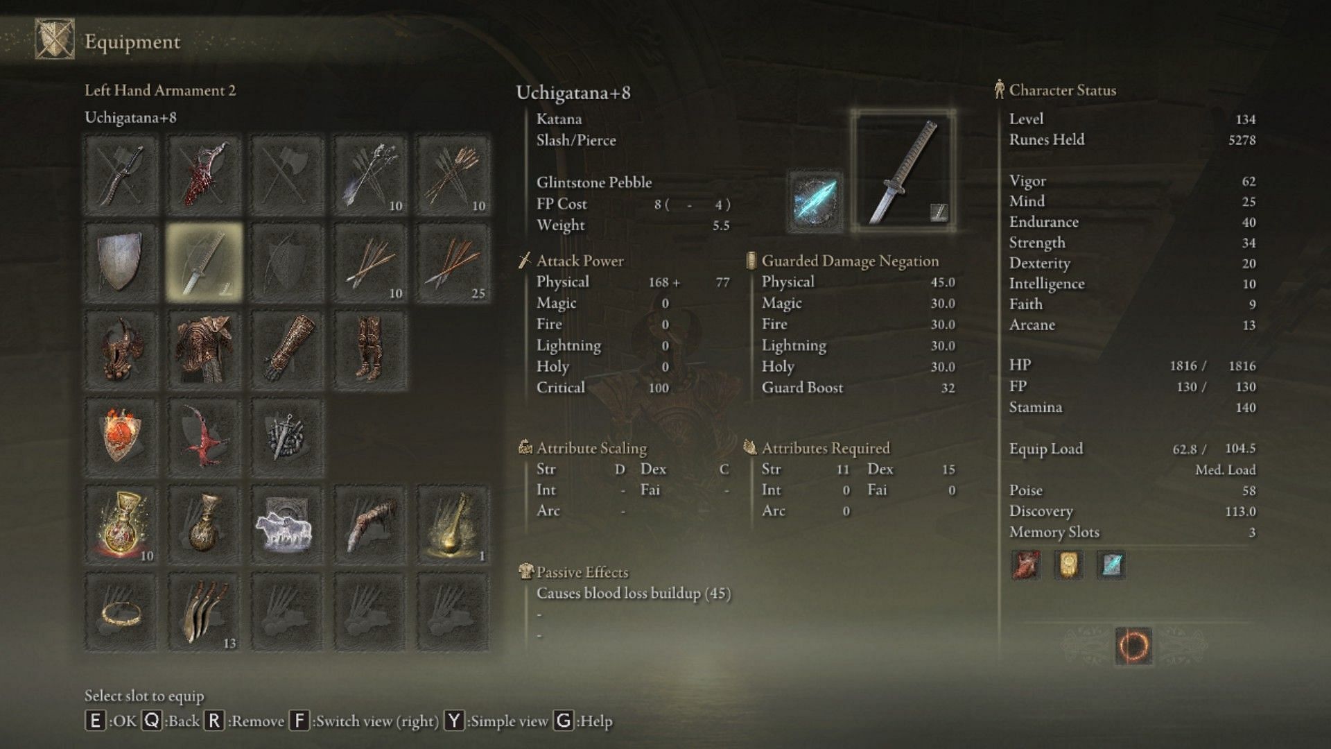 The immense versatility of the Uchigatana makes it a must-have weapon in the game (Image via Elden Ring)