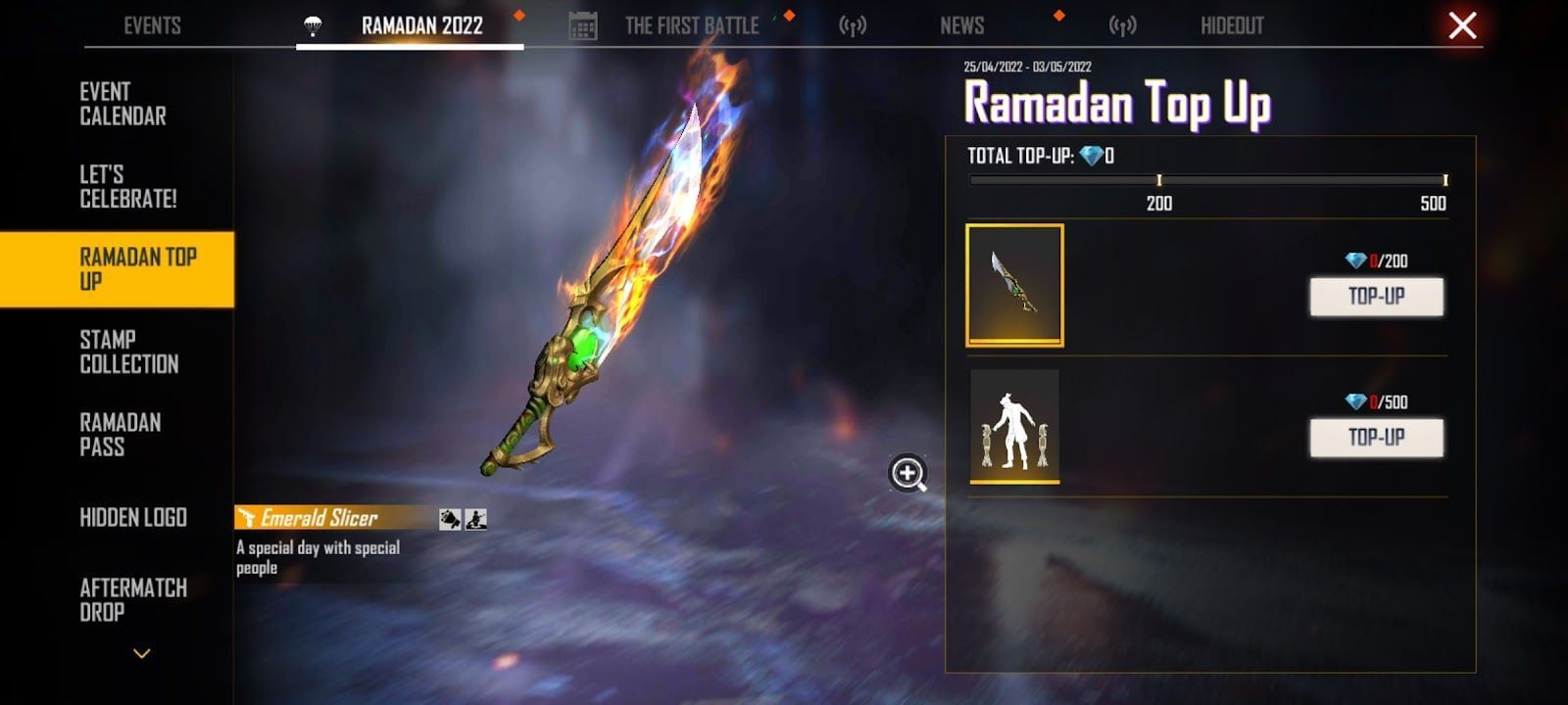 The Emerald Slicer unlocks after the purchase of 200 diamonds (Image via Garena)