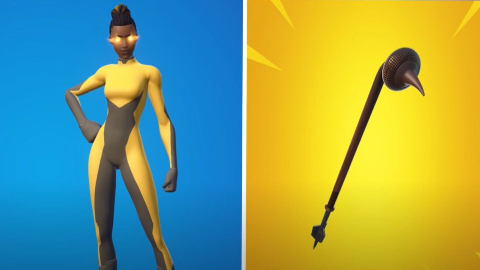 Silver and Mustard Superhero skin + Gaffi Stick combo in the game (Image via Kyro/YouTube)