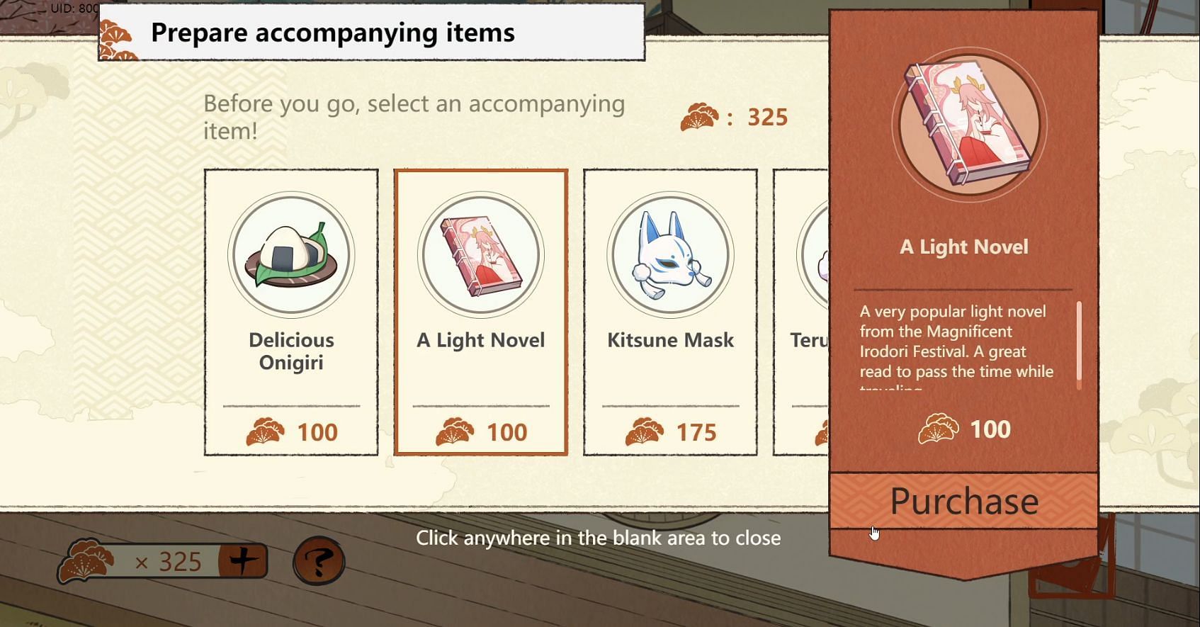 Take a trip by purchasing an item (Image via HoYoverse)