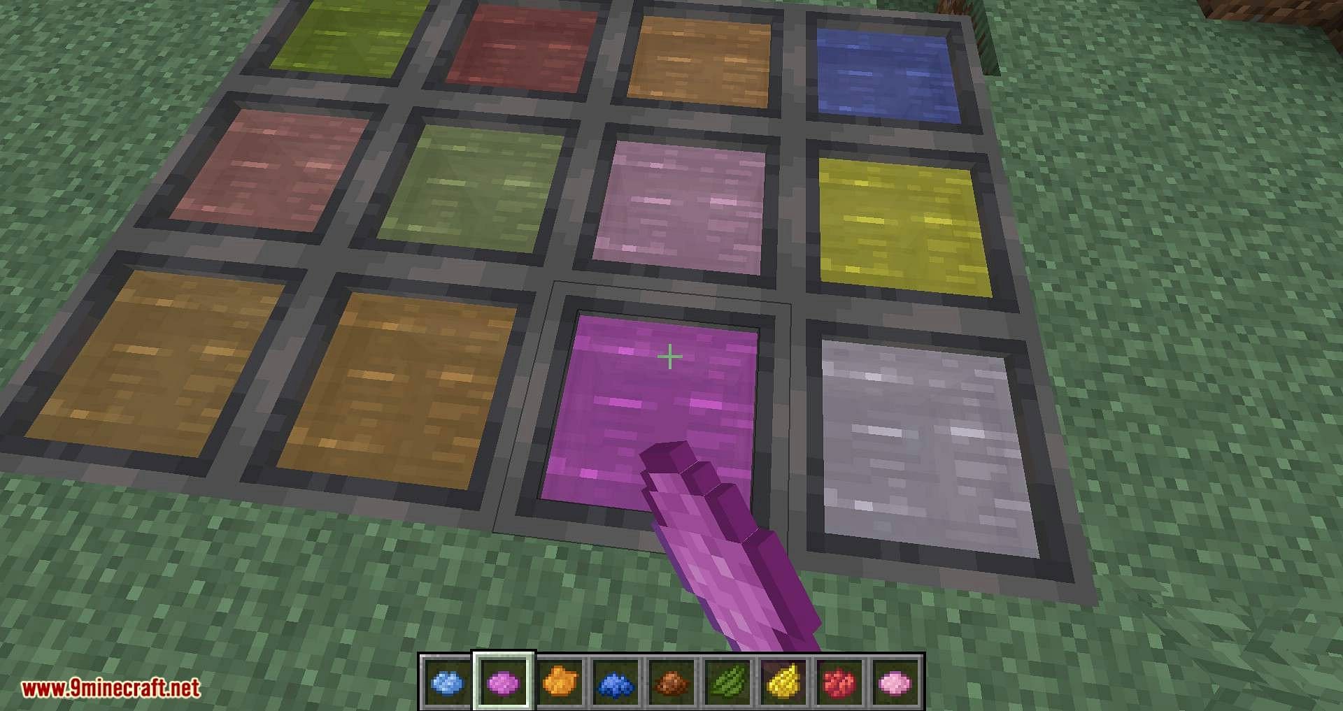 Cauldrons with dyed water (Image via Minecraft)
